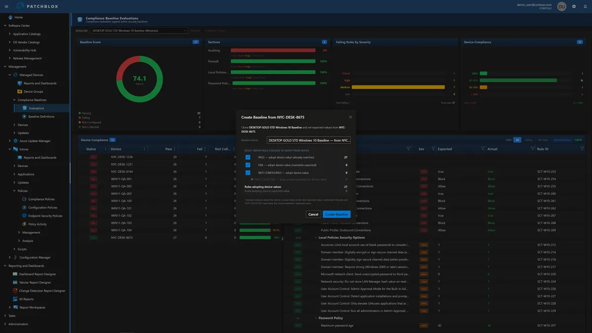 Create Baseline from Device Snapshot